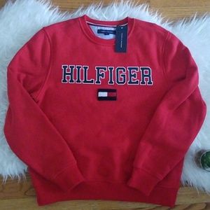 Tommy Hilfiger Shirts - Tommy Hilfiger Red Hilfiger Flag Sweatshirt Tommy Hilfiger Shirts - Tommy Hilfiger Red Hilfiger Flag Sweatshirt